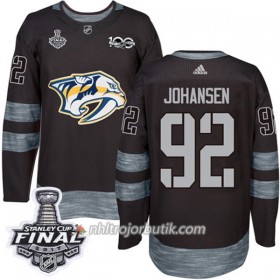 Män Ishockey Nashville Predators Tröja Ryan Johansen 92 1917-2017 100th Anniversary Adidas Svart 2017 Stanley Cup Final Authentic